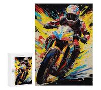 Rompecabezas 300 PCS para Adolescentes Racing Spirit Motorcycle Speed Artwork -1 Rompecabezas para Adolescentes Juegos Divertidos Ensamblaje De Patrones Ayuda Al Cerebro A Ejercitarse 300 PCS