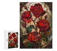 Rompecabezas 300 PCS para Adolescentes Radiant Red Roses Rompecabezas Juego De Ingenio Aliviador De Estrés Desafiante para Completar 300 PCS