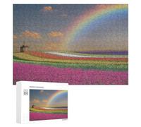 Rompecabezas 300 PCS para Adolescentes Rainbow Over Flower Fields Rompecabezas para Adultos Juego De Ingenio Análisis Y Lógica 300 PCS