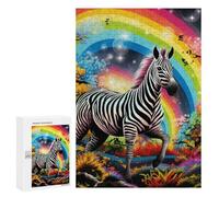 Rompecabezas 300 PCS para Adolescentes Rainbow Zebra Fantasy Rompecabezas para Adultos Juego Familiar Carrera De Velocidad De Manos Regalos para Reducir El Estrés 300 PCS