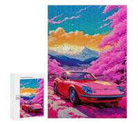 Rompecabezas 300 PCS para Adolescentes Red Cars Pink Cherry Bloss Rompecabezas para Adultos Juguete Decoración De Pared Difícil Difícil Desafiante De Completar 300 PCS
