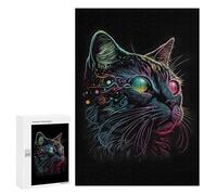 Rompecabezas 300 PCS para Adolescentes Retro Abstract Cat Art Rompecabezas para Adultos Juego Práctico Arte De Pared Desafiante De Completar 300 PCS