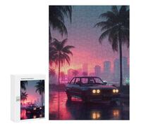 Rompecabezas 300 PCS para Adolescentes Retro Car on Neon Lit Street Rompecabezas DIY Juguetes Una Obra De Arte como Regalo para Toda La Familia 300 PCS
