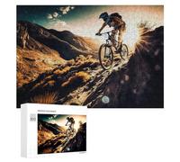 Rompecabezas 300 PCS para Adolescentes Riding Into The Sunset Mountain Bike Adventure Rompecabezas para Adultos Juegos Relajantes Decoración Interacción Entre Padres E Hijos 300 PCS