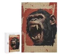 Rompecabezas 300 PCS para Adolescentes Roaring Chimpanzee Portrait Rompecabezas para Adultos Juego Práctico Arte De Pared Desafiante De Completar 300 PCS