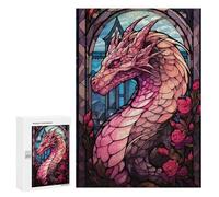 Rompecabezas 300 PCS para Adolescentes Rose Valtaria Pink Dragon Rompecabezas para Adultos Juegos De Relajación Vacaciones En Casa Matar El Tiempo 300 PCS