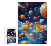 Rompecabezas 300 PCS para Adolescentes Rubber Ducks on Space Rompecabezas para Adultos Juego Práctico Decoración del Hogar Cumpleaños Y Navidad 300 PCS