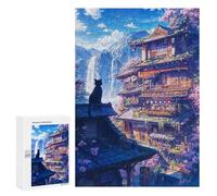 Rompecabezas 300 PCS para Adolescentes Sakura Anime Cat Japanese Rompecabezas para Adultos Juegos Relajantes Decoración del Hogar Cumpleaños Y Navidad 300 PCS