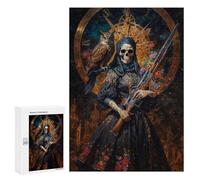 Rompecabezas 300 PCS para Adolescentes Santa Muerte with Owl and Rifle Rompecabezas para Adultos Juego Práctico Arte De Pared Desafiante De Completar 300 PCS