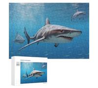 Rompecabezas 300 PCS para Adolescentes Sharks Swimming in Blue Ocean -1 Rompecabezas para Adultos Juegos Divertidos Una Obra De Arte Ayuda A Ejercitar El Cerebro 300 PCS