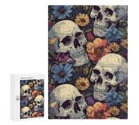 Rompecabezas 300 PCS para Adolescentes Skulls and Roses Rompecabezas para Adultos Juego Práctico Arte De Pared Desafiante De Completar 300 PCS