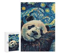 Rompecabezas 300 PCS para Adolescentes Sleeping Panda in Starry Night Style Rompecabezas para Adultos Juego Familiar Decoración del Hogar para Cumpleaños, Navidad 300 PCS