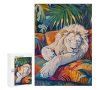 Rompecabezas 300 PCS para Adolescentes Sleeping White Lion Rompecabezas para Adultos Juego Práctico Pero Divertido Y Humorístico Regalo De Cumpleaños, Regalos, 300 PCS