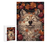 Rompecabezas 300 PCS para Adolescentes Sleeping Wolf in Autumn Rompecabezas para Adultos Juego Familiar Decoración del Hogar para Cumpleaños, Navidad 300 PCS