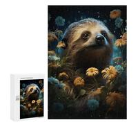Rompecabezas 300 PCS para Adolescentes Sloth in A Garden of Flowers Rompecabezas para Adultos Juego De Ingenio Análisis Y Lógica 300 PCS