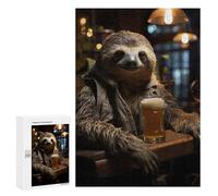 Rompecabezas 300 PCS para Adolescentes Sloth Sipping Beer Art Rompecabezas para Adultos Juego Práctico Pero Divertido Y Humorístico Regalo De Cumpleaños, Regalos, 300 PCS