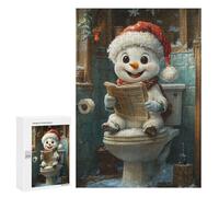 Rompecabezas 300 PCS para Adolescentes Snowman Reading on Toilet Rompecabezas para Adultos Juego Práctico Decoración del Hogar Cumpleaños Y Navidad 300 PCS