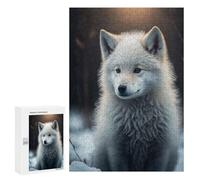 Rompecabezas 300 PCS para Adolescentes Snowy Wolf Pup in Winter Wonderland Rompecabezas para Adultos Juguete Decoración De Pared Difícil Difícil Desafiante De Completar 300 PCS