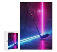 Rompecabezas 300 PCS para Adolescentes Sport Neon Hockey Stick Rompecabezas Juego De Ingenio Aliviador De Estrés Desafiante para Completar 300 PCS
