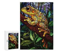 Rompecabezas 300 PCS para Adolescentes Stained Glass Frog Rompecabezas para Adultos Juegos Relajantes Decoración del Hogar Cumpleaños Y Navidad 300 PCS
