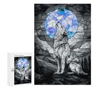 Rompecabezas 300 PCS para Adolescentes Stained Glass Wolf Rompecabezas DIY Juguetes Una Obra De Arte como Regalo para Toda La Familia 300 PCS