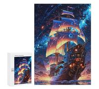 Rompecabezas 300 PCS para Adolescentes Starbound Galleon Voyage Beyond The Sky Rompecabezas para Adultos Juegos Familiares Carrera De Velocidad De Manos para Cumpleaños, Navidad 300 PCS