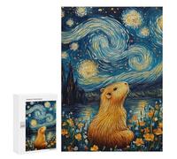 Rompecabezas 300 PCS para Adolescentes Starry Night Capybara Rompecabezas para Adultos para La Diversión Familiar Ayuda A Ejercitar El Cerebro Hermoso Juego De Diseño 300 PCS
