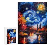 Rompecabezas 300 PCS para Adolescentes Starry Night Over Cityscape Rompecabezas para Adultos Juguete Decoración De Pared Difícil Difícil Desafiante De Completar 300 PCS