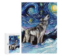 Rompecabezas 300 PCS para Adolescentes Starry Night Wolf Rompecabezas para Adultos Juego Familiar Decoración del Hogar para Cumpleaños, Navidad 300 PCS