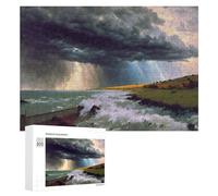 Rompecabezas 300 PCS para Adolescentes Stormy Coastal Landscape with Lightning Rompecabezas para Adultos Juegos Divertidos Una Obra De Arte Ayuda A Ejercitar El Cerebro 300 PCS
