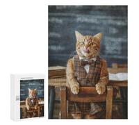 Rompecabezas 300 PCS para Adolescentes Student Cat Licks Lips Rompecabezas para Adultos Juguetes De Bricolaje Análisis Y Lógica Trato como Regalos para Toda La Familia 300 PCS