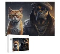Rompecabezas 300 PCS para Adolescentes Stylish Cat and Dog Duo Rompecabezas para Adolescentes Juegos Divertidos Ensamblaje De Patrones Ayuda Al Cerebro A Ejercitarse 300 PCS