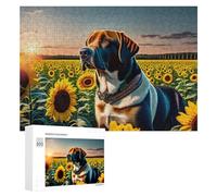 Rompecabezas 300 PCS para Adolescentes Sunflower Field Dog Portrait Rompecabezas para Adultos Juego De Ingenio Análisis Y Lógica 300 PCS