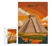 Rompecabezas 300 PCS para Adolescentes Sunset at Chichen Itza Rompecabezas para Adultos Juego Práctico Arte De Pared Desafiante De Completar 300 PCS