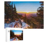 Rompecabezas 300 PCS para Adolescentes Sunset Over Snow-Covered Forest Rompecabezas para Adultos Juego Familiar Carrera De Velocidad De Manos Regalos para Reducir El Estrés 300 PCS