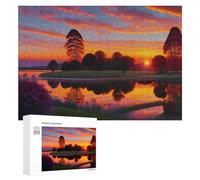 Rompecabezas 300 PCS para Adolescentes Sunset Reflections in A Serene Landscape Rompecabezas Juegos Relajantes Mejora La Memoria Oferta como Regalos para Toda La Familia 300 PCS
