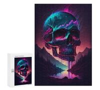 Rompecabezas 300 PCS para Adolescentes Synthwave Skull Rompecabezas para Adultos Juego Práctico Pero Divertido Y Humorístico para Cumpleaños, Navidad 300 PCS