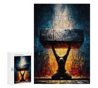 Rompecabezas 300 PCS para Adolescentes The Weight of The Name - Kneeling Figure Under Sacred Stone Rompecabezas para Adultos Juego Práctico Arte De Pared Desafiante De Completar 300 PCS