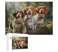 Rompecabezas 300 PCS para Adolescentes Three Brittany Spaniel Rompecabezas para Adultos Juegos Relajantes Decoración del Hogar Cumpleaños Y Navidad 300 PCS