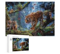 Rompecabezas 300 PCS para Adolescentes Tiger Family in The Tropical Rainforest Rompecabezas Juegos Relajantes Mejora La Memoria Oferta como Regalos para Toda La Familia 300 PCS