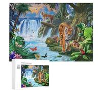 Rompecabezas 300 PCS para Adolescentes Tiger Family in Tropical Paradise Rompecabezas para Adolescentes Juegos Divertidos Ensamblaje De Patrones Ayuda Al Cerebro A Ejercitarse 300 PCS