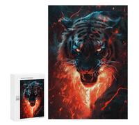 Rompecabezas 300 PCS para Adolescentes Tiger Fire Energy Artwork Rompecabezas para Adultos Rompecabezas Mejora La Memoria Desafío Educativo Reducción del Estrés Regalos 300 PCS