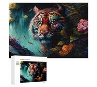 Rompecabezas 300 PCS para Adolescentes Tiger in A Lush Garden Rompecabezas para Adultos Juegos Relajantes Difícil Difícil Desafío Educativo 300 PCS