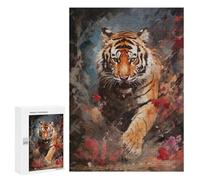 Rompecabezas 300 PCS para Adolescentes Tiger in Paint Bird View Rompecabezas para Adultos Juego Familiar Decoración del Hogar para Cumpleaños, Navidad 300 PCS