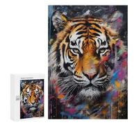 Rompecabezas 300 PCS para Adolescentes Tiger Walking in Paint Rompecabezas Juego De Ingenio Aliviador De Estrés Desafiante para Completar 300 PCS