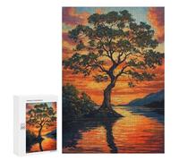 Rompecabezas 300 PCS para Adolescentes Tree by Sunset in Autumn Rompecabezas para Adultos Juego Práctico Pero Divertido Y Humorístico para Cumpleaños, Navidad 300 PCS