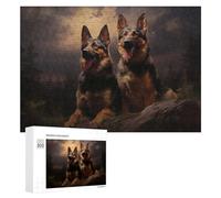 Rompecabezas 300 PCS para Adolescentes Two German Shepherds at Dusk Rompecabezas para Adultos Juguetes De Bricolaje Análisis Y Lógica Trato como Regalos para Toda La Familia 300 PCS