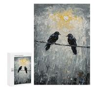 Rompecabezas 300 PCS para Adolescentes Two Ravens on A Wire Painting Rompecabezas para Adultos Juguetes DIY para La Diversión Familiar Ayuda A Ejercitar El Cerebro 300 PCS