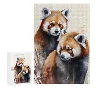 Rompecabezas 300 PCS para Adolescentes Two Red Pandas Watercolor Rompecabezas para Adultos Juego Familiar Una Obra De Arte como Regalo para Toda La Familia 300 PCS