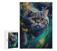 Rompecabezas 300 PCS para Adolescentes Underwater Cat 4 Rompecabezas para Adultos Juego Familiar Una Obra De Arte como Regalo para Toda La Familia 300 PCS